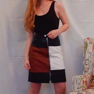 Colorblock Mini Skirt with Zipper